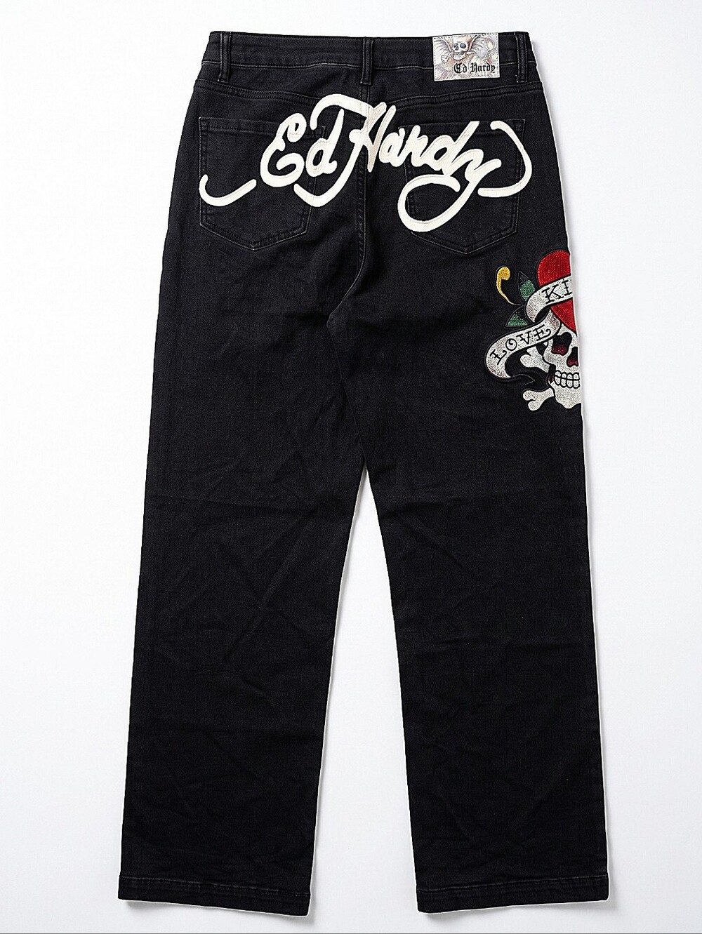 NWT! Ed Hardy Black Relaxed Jeans with Left Hip Graphic - Picture 2 of 5